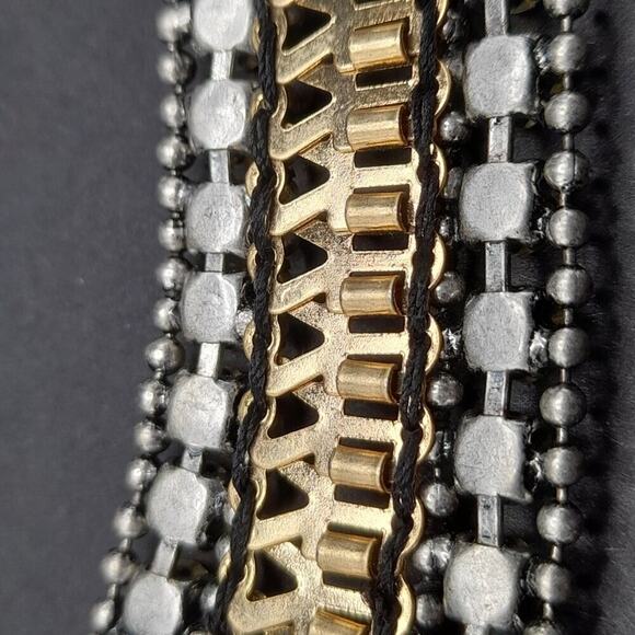 Stella & Dot Rhinestone Wide Bracelet, Two Rows Clear Rhinestones, 6 3/4 Inch - Picture 9 of 12